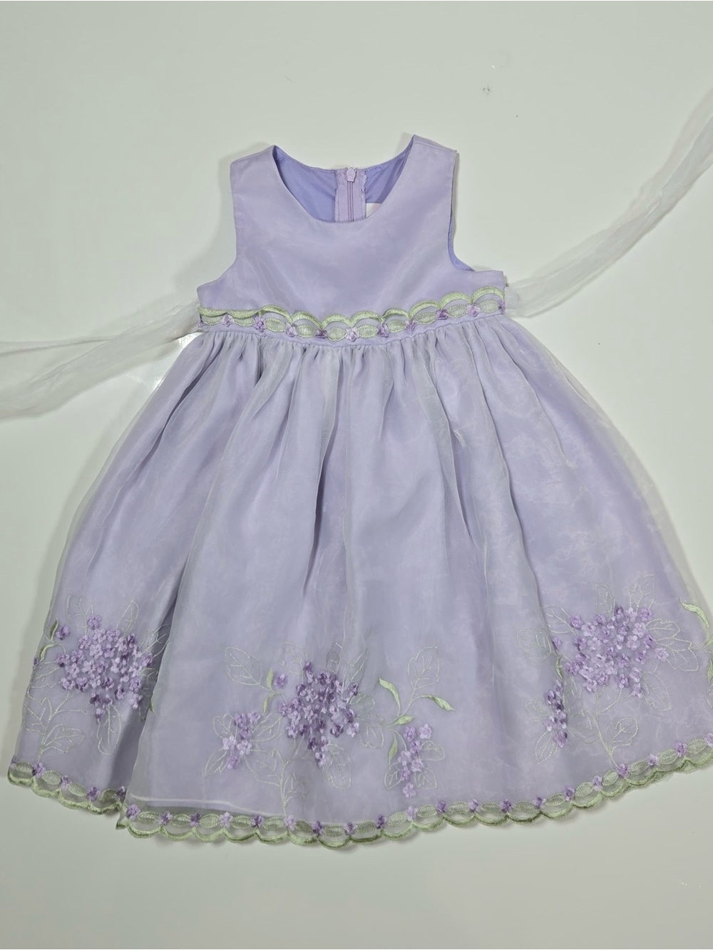 Lavender Floral Embroidered Girls Dress